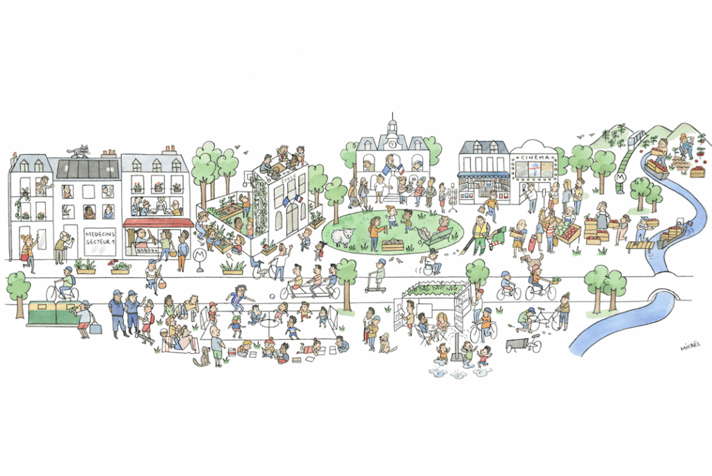 „Die Stadt der Viertelstunde“ rückt wieder den Menschen in den Fokus der Stadtplanung. Dieses Konzept stammt von Carlos Moreno, der sich als Universitätsprofessor an der Sorbonne mit Smart-Cities beschäftigt und sagt: „Die Zeit der omnipräsenten Autos ist vorbei.“