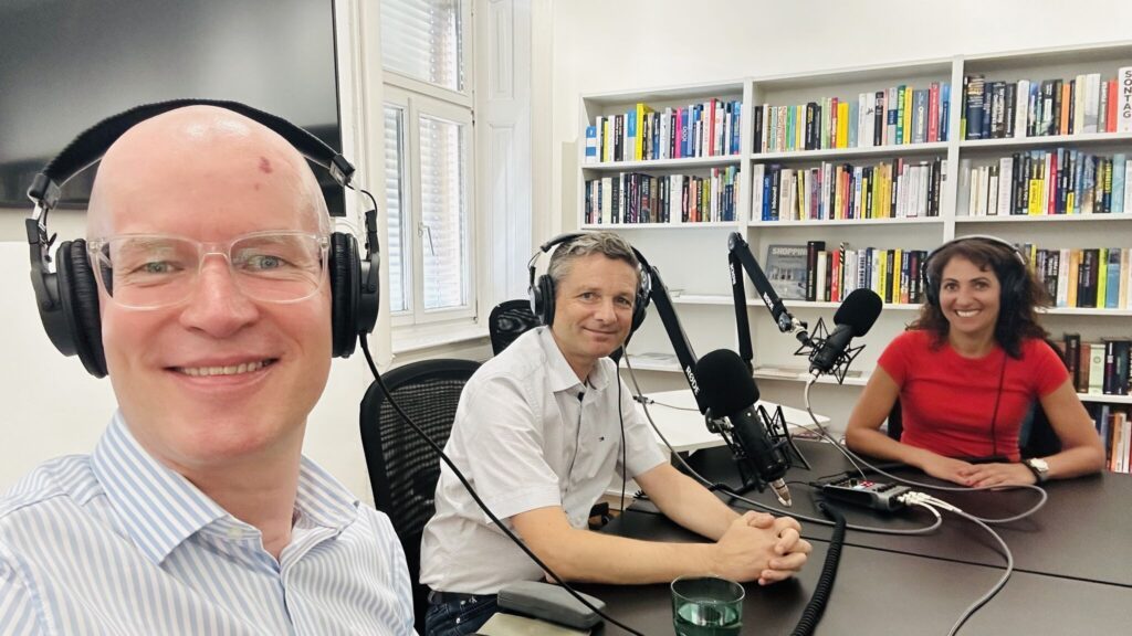 Mario Eeckmaier, Michael Gsaller, Daniela Limberger, podcastaufnahme