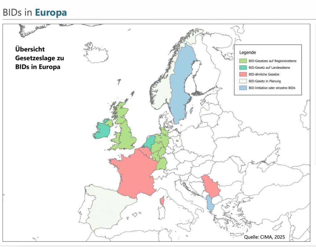 BID Gesetzgebungen in Europa, Stand 2025 (c) CIMA